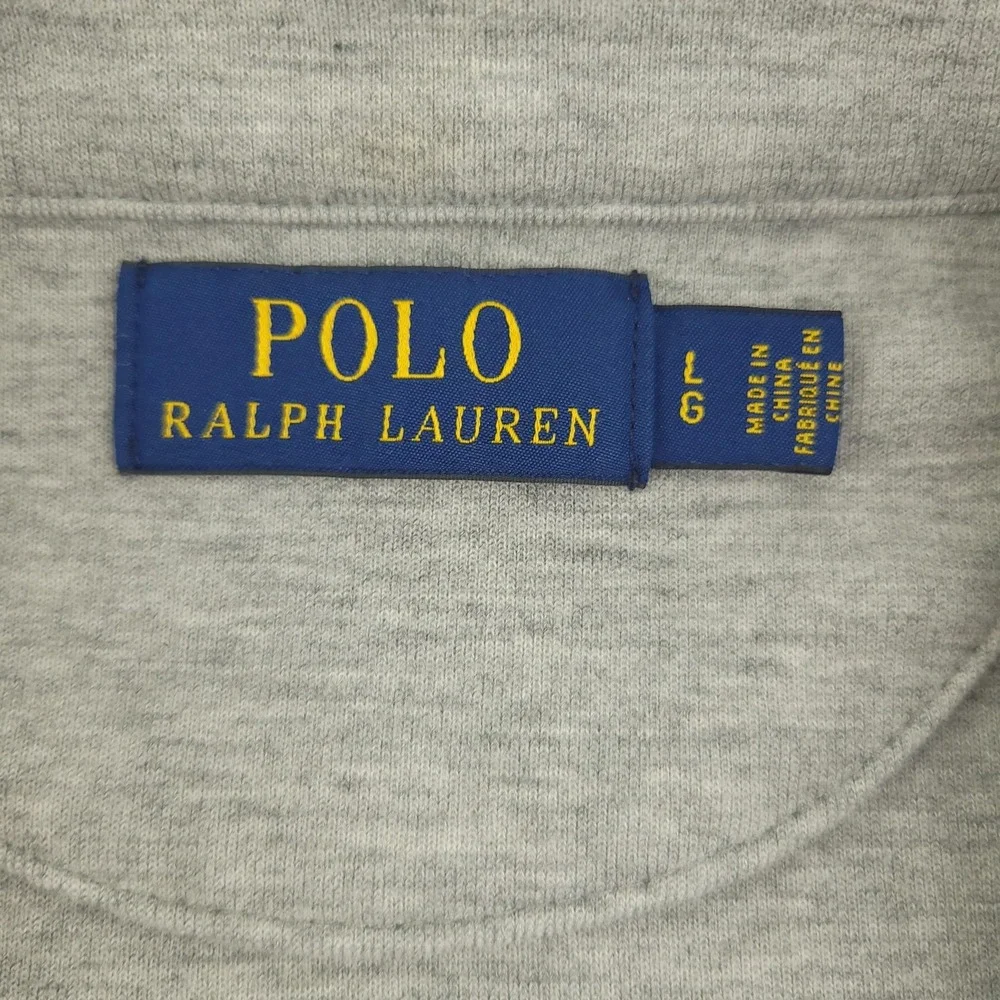 Polo Ralph Lauren Sweatshirt Mens L Gray Fleece 1/4 Zip Mock Neck Pullover